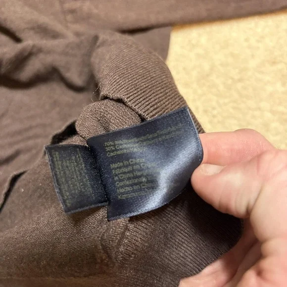 Brooks Brothers Sweater Womens Medium Brown Cotton Cashmere Shawl Collar - Picture 9 of 10